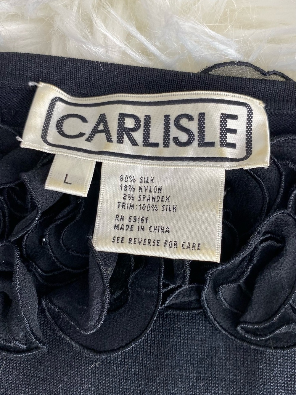 ‼️Silk Carlisle Black Floral Trim Boatneck Top - Picture 6 of 7
